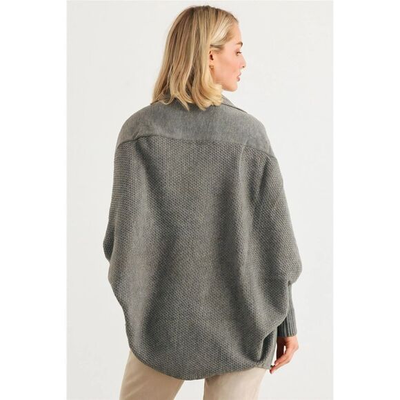 BUY NOW SALE | Very J Grey Batwing Heather Grey knit Cardigan - Picture 5 of 10